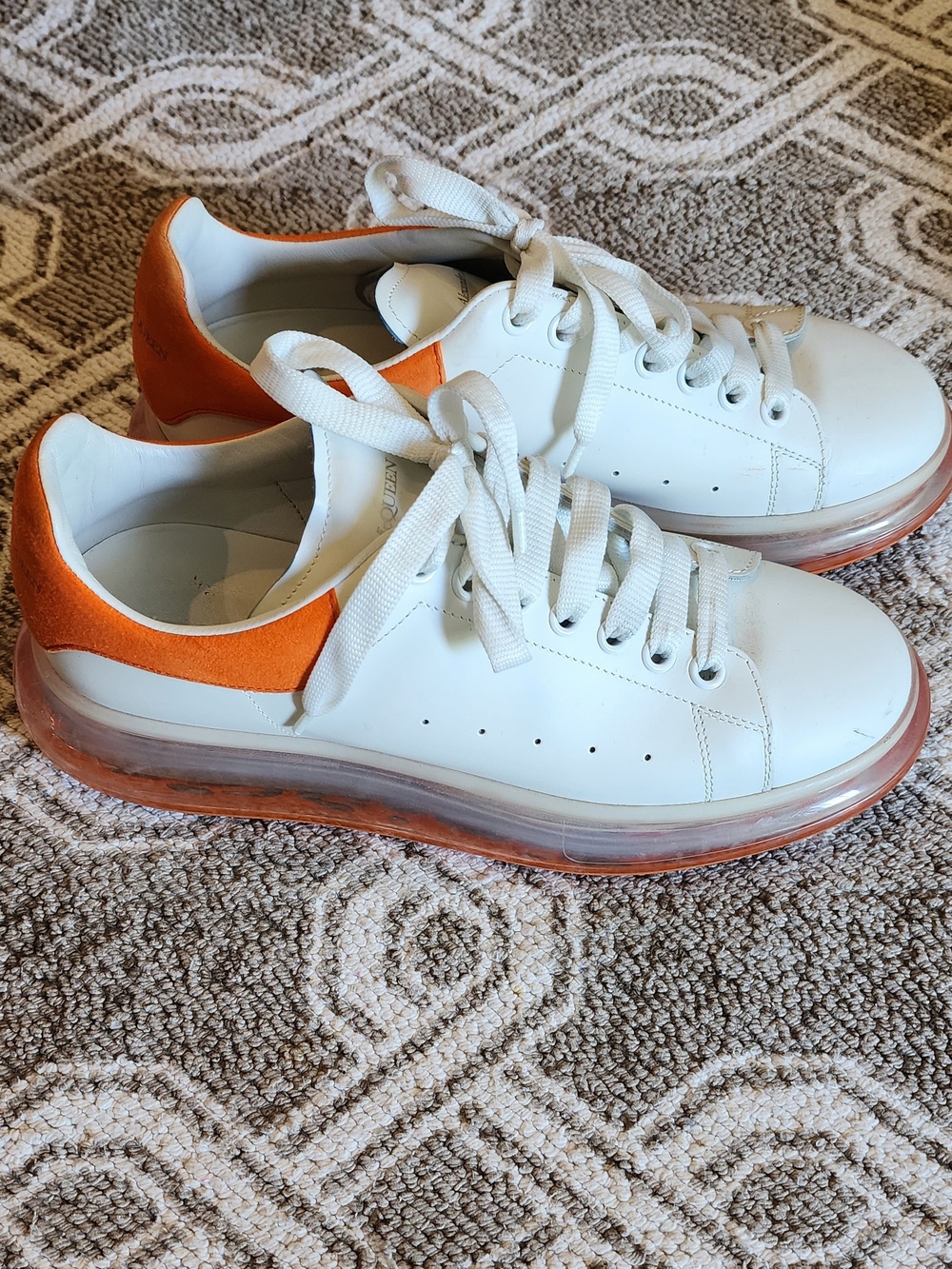 Alexander McQueen White Sneakers with Orange Accents